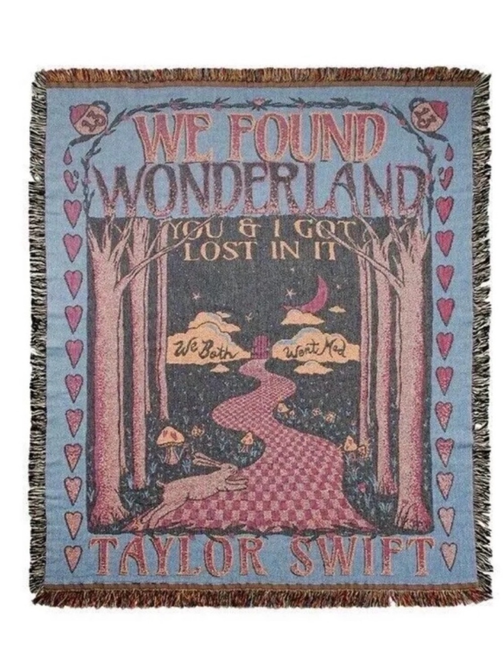 Taylor Swift Blue & Pink 'We Found Wonderland' Graphic Throw Blanket super rare